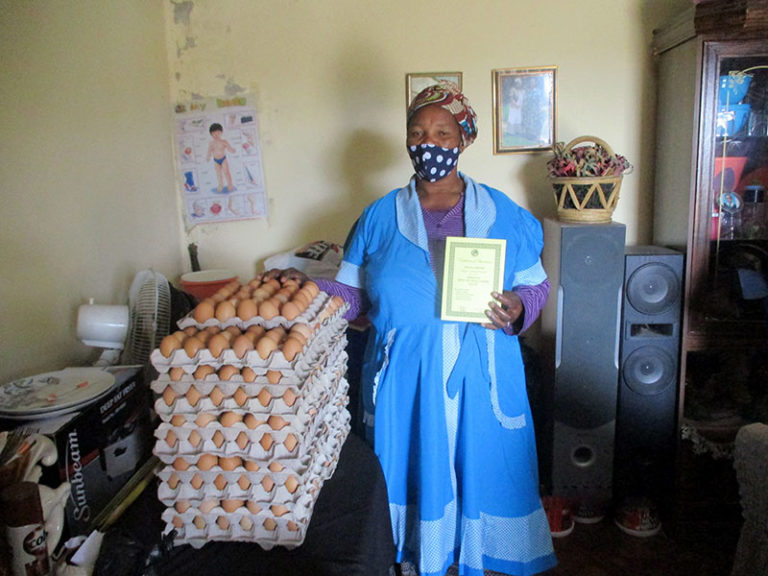 Thandiwe Shange works very hard in her poultry business.