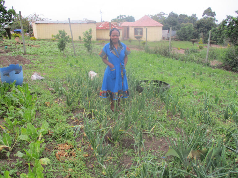 Zama Nzimande from Dingimbiza zone at Mzumbe shows off her vegetable garden.