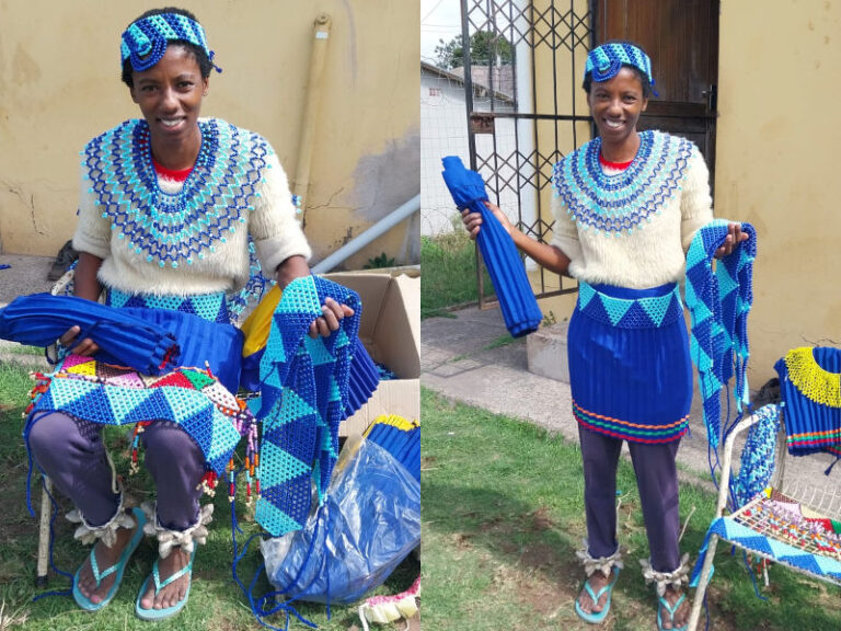 Lindiwe Sithole is a 37-year-old talented beadwork artist from Simunye group.