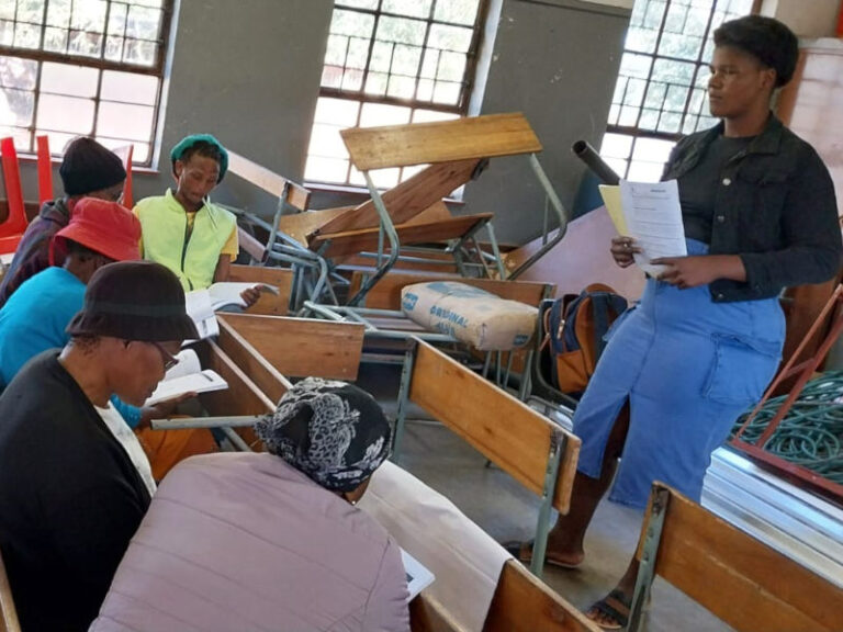 This BLS training is conducted by newly graduated Community Volunteer Asanda Mkhwanazi.